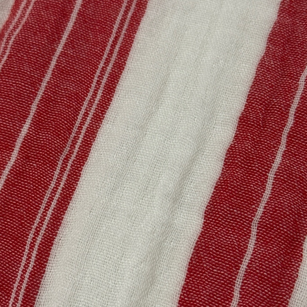 Old Navy Cotton Button Up Shirt-S-Red/White Striped-Notched Sides-Textured EUC - Picture 4 of 15